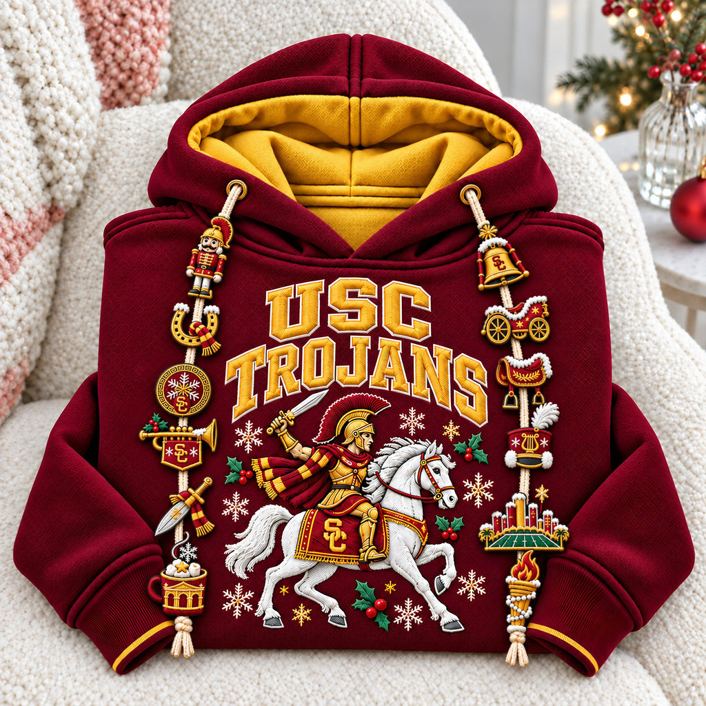 Premium USC Christmas Embroidered Charm Hoodie PVNA