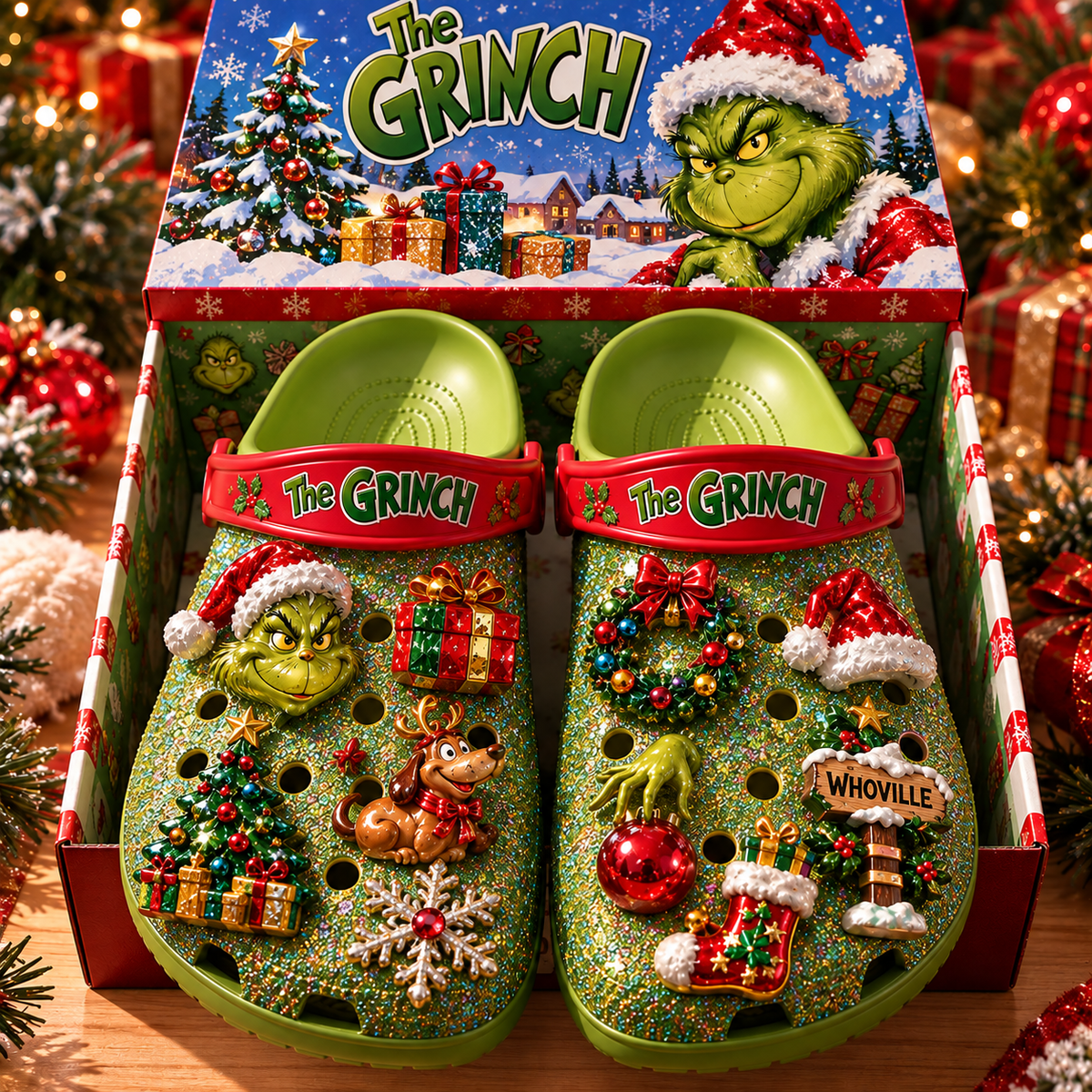 TGR Premium Christmas Glitter Charm Clogs NTTB