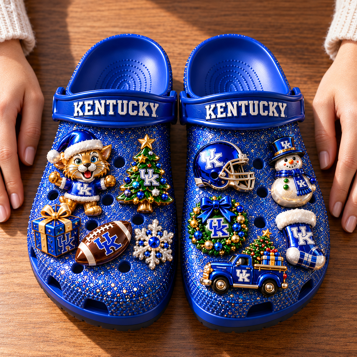 KWBK Premium Christmas Glitter Charm Clogs NTTB