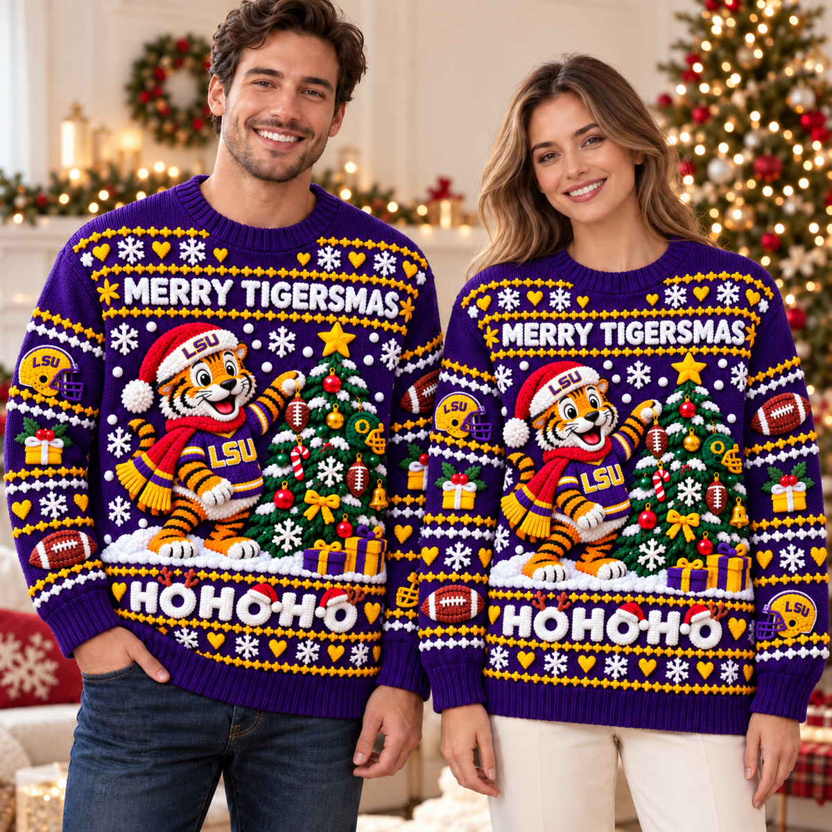 LSU Premium 3D Christmas Sweater TMH