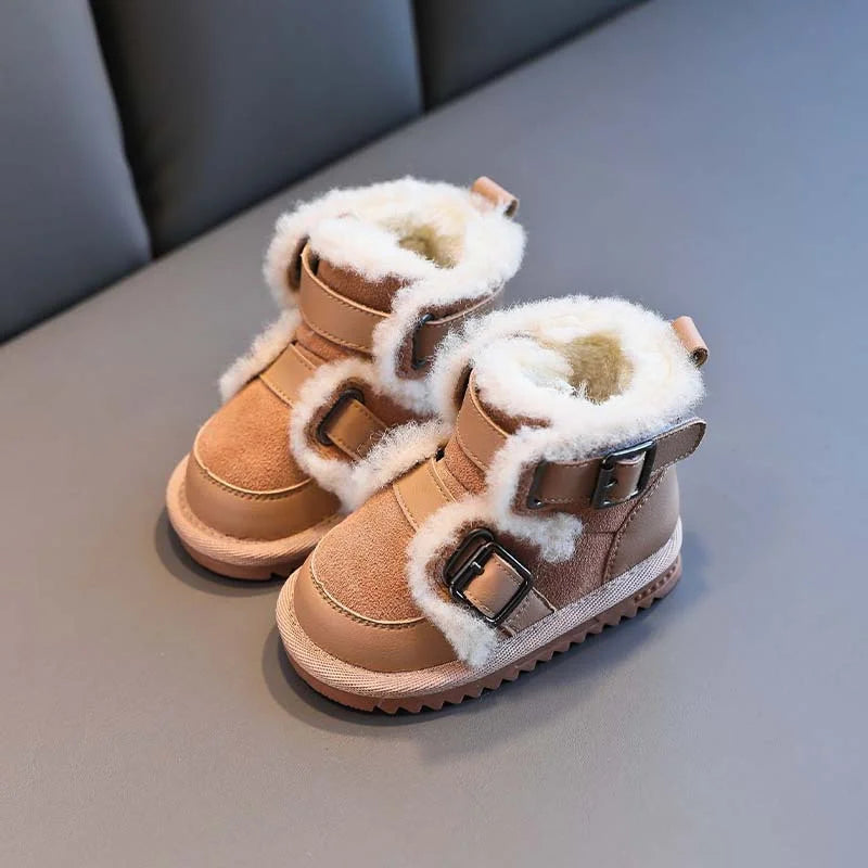 New Winter Children Snow Boots Thick Plush Warm Girls Boys Boots Non-Slip Fashion Toddler Baby Shoes