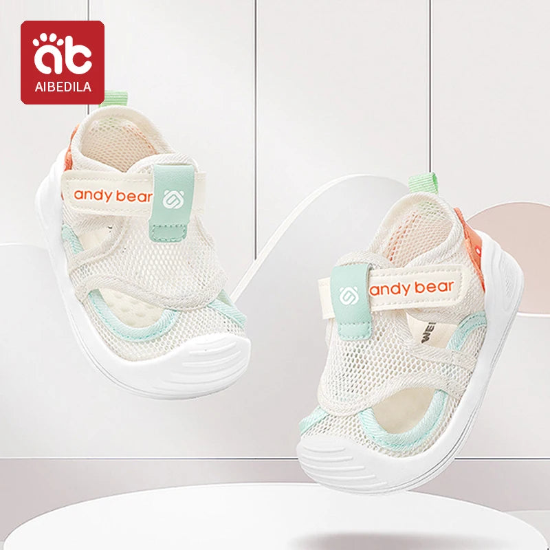 AIBEDILA Baby Boys Girls Summer Mesh Sandals Outdoor Sports Shoes Breathable Closed Toe Velcro Walking Shoes